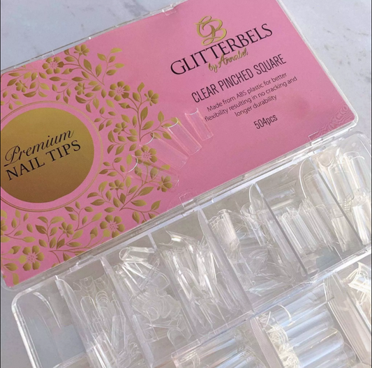 Glitterbels Clear Pinched Square Tips